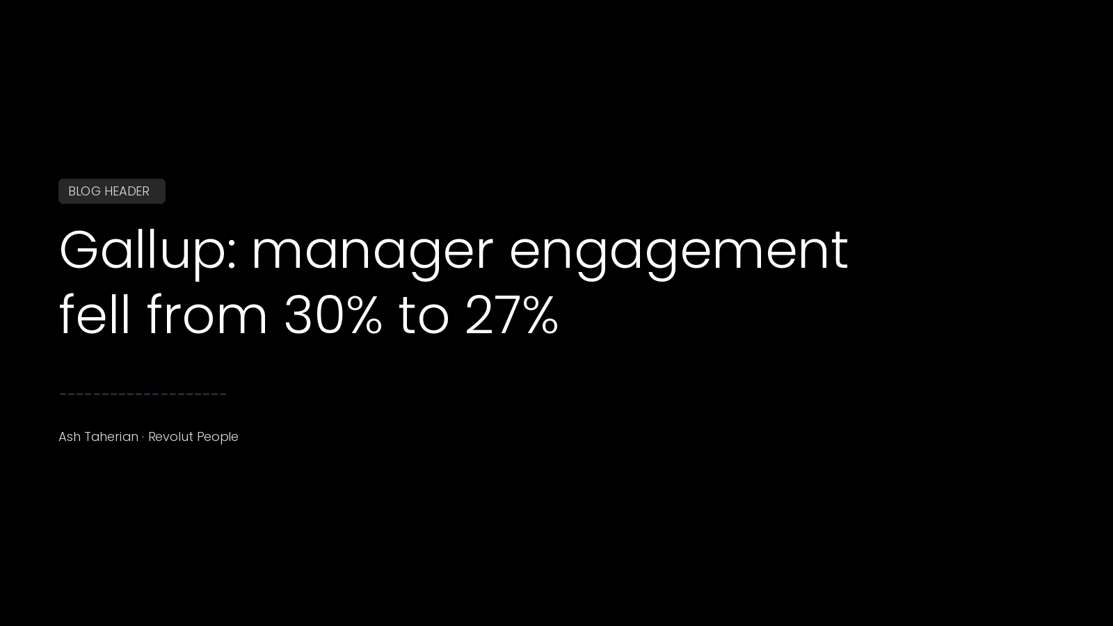 Gallup: manager engagement fell from 30% to 27%